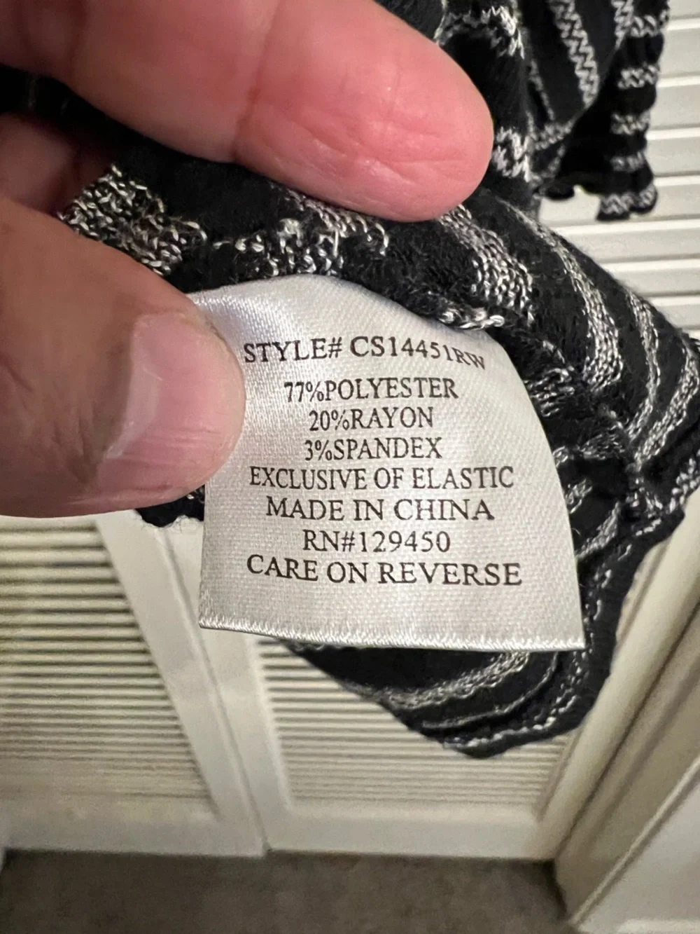 Fred David Black and White Striped Long Sleeve Blouse - Picture 4 of 4